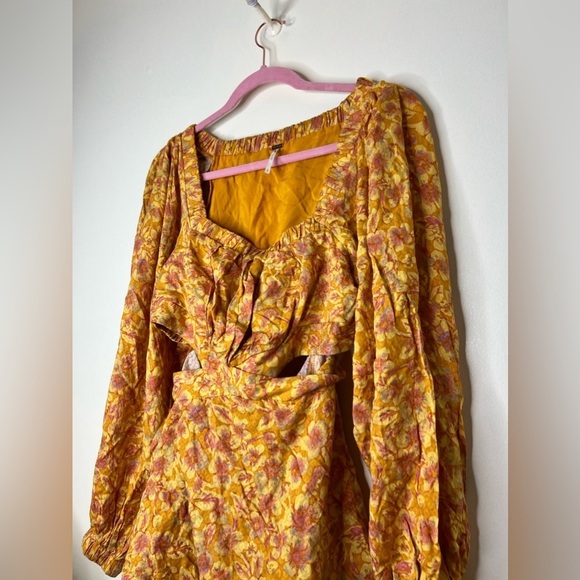 Free people Jael Cutout Mini Dress Golden Combo Size Small - Picture 4 of 10